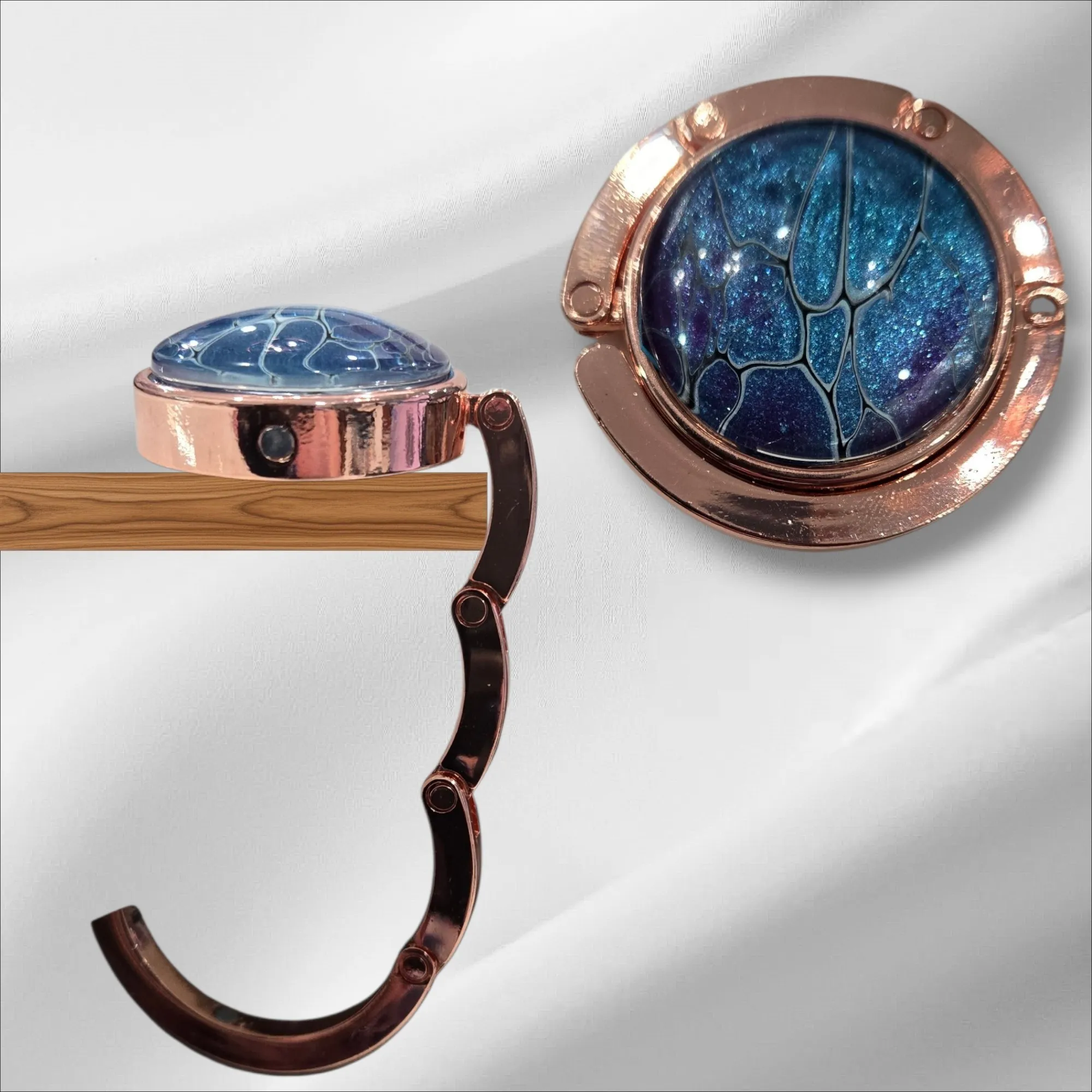 Copper Metal/Teal Design Purse Hanger