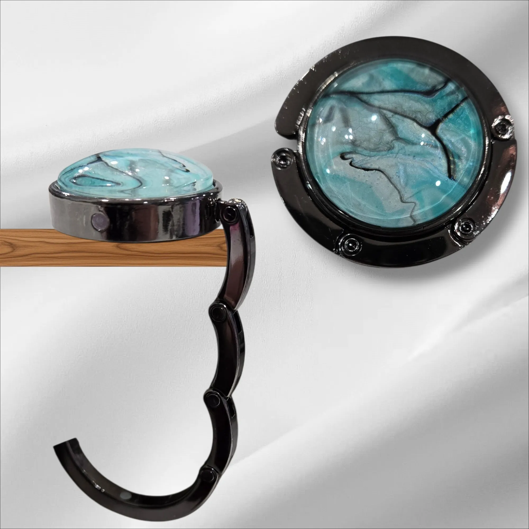 Black Metal/Teal Design Purse Hanger