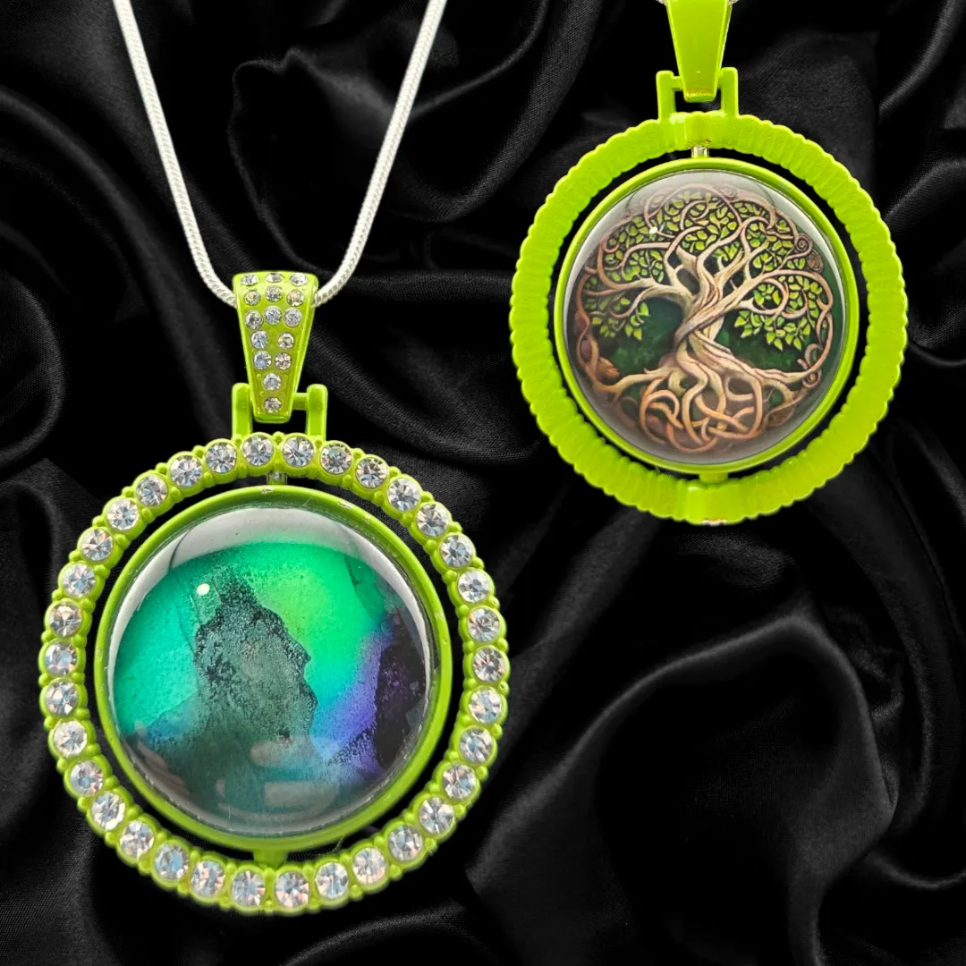 Double-Sided Green Horizon Abstract Necklace