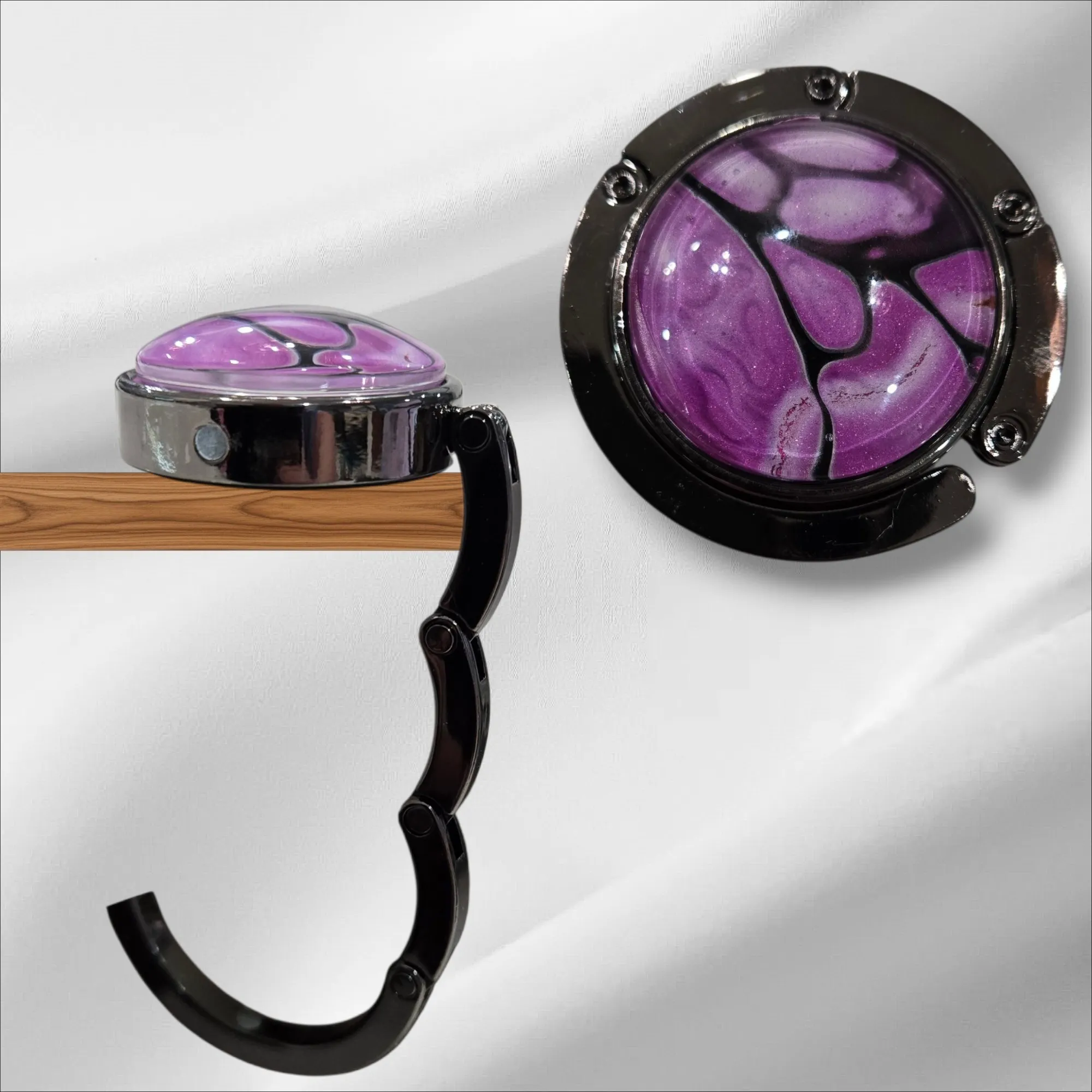 Black Metal/Purple Design Purse Hanger