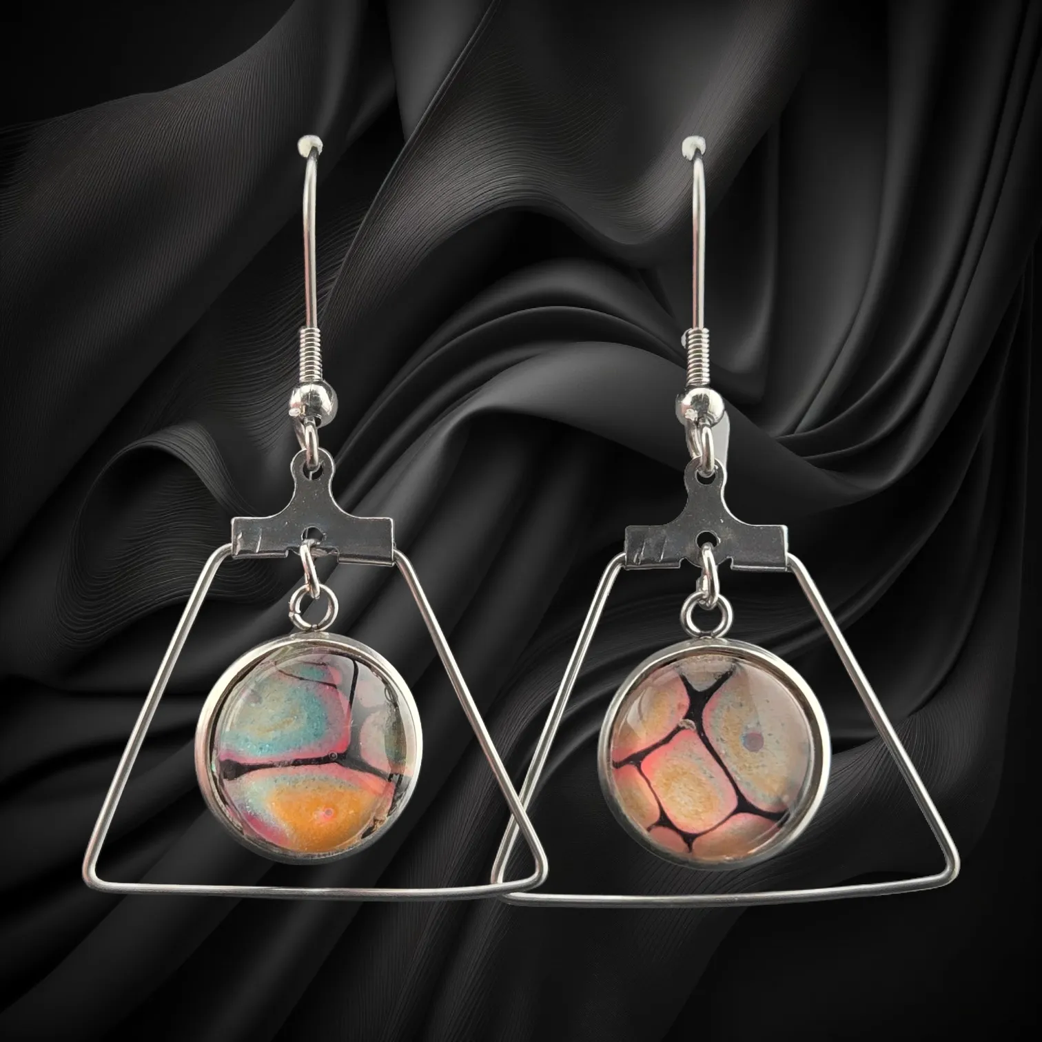 12mm Multicolor Triangle Drop Earrings