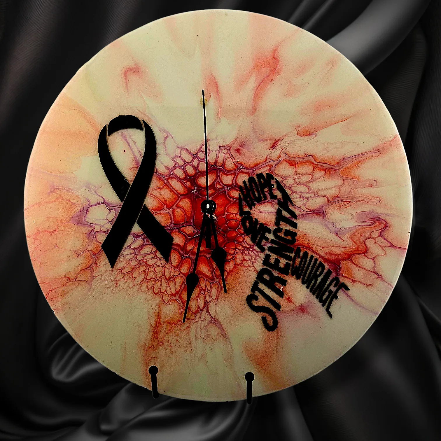 Handpainted Vinyl Record Wall Clock – 12" – Resilient Heart