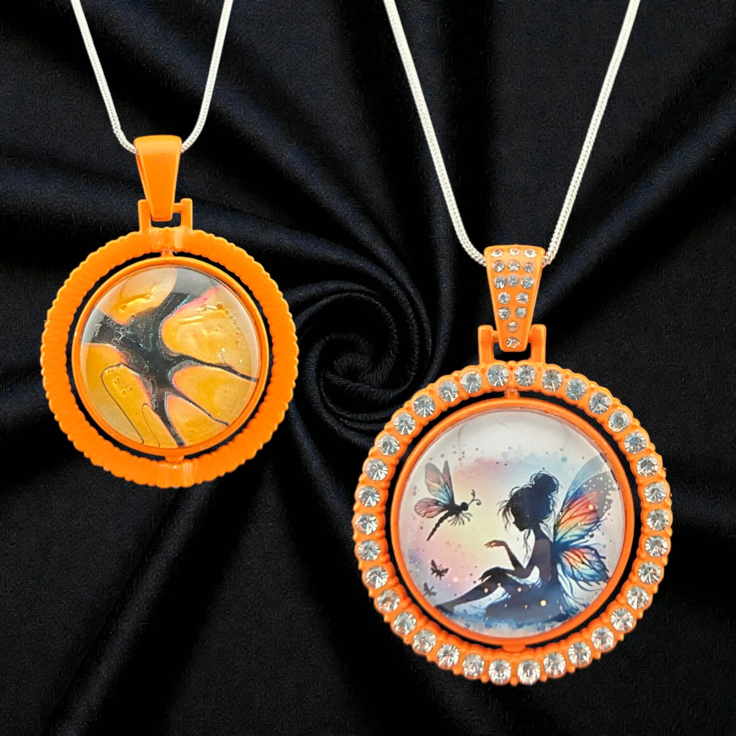 Double-Sided Spinning Fairy Necklace – Orange