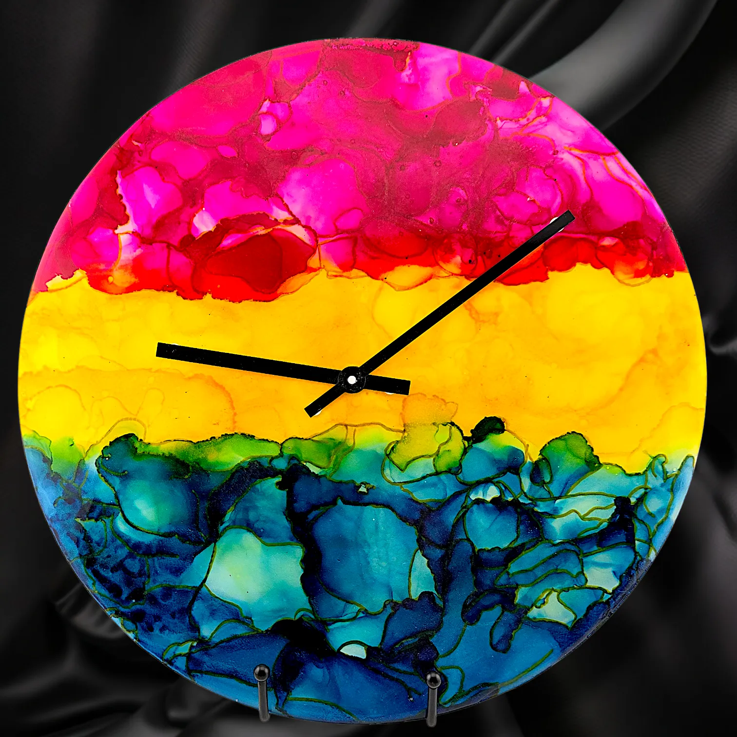 Handpainted Vinyl Record Wall Clock – 12" – Spectrum Divide