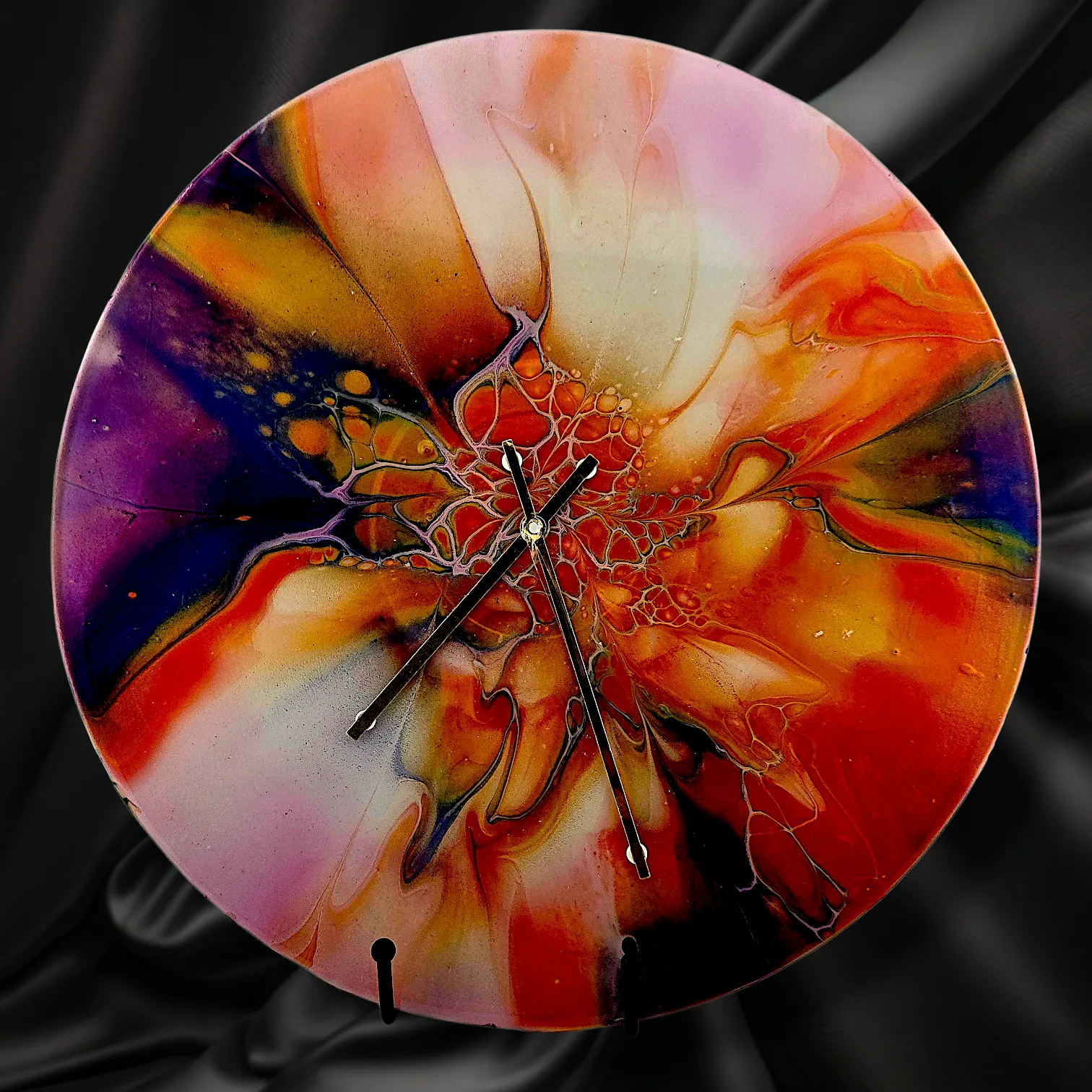 Handpainted Vinyl Record Wall Clock – 12" –Blush Horizon