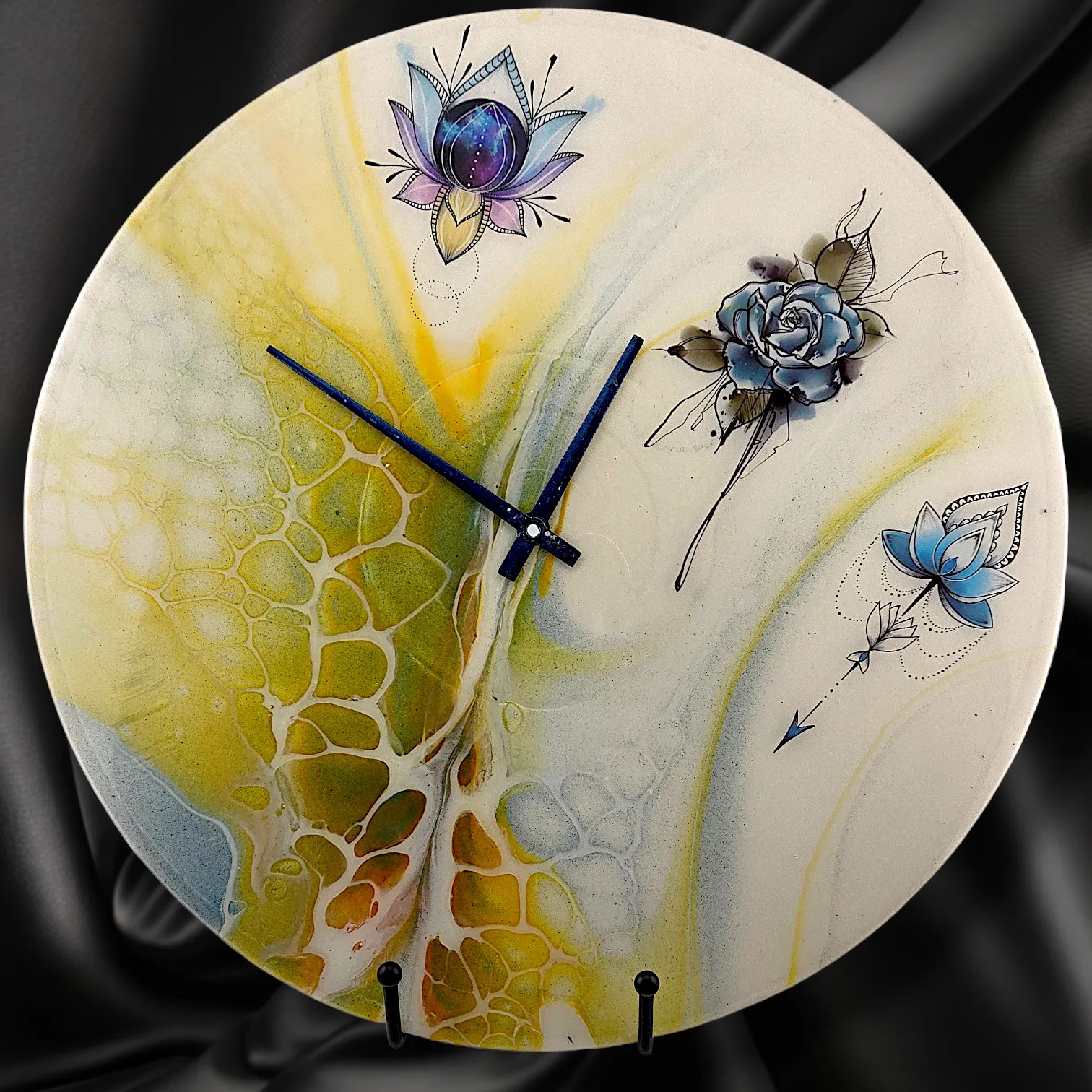 Handpainted Vinyl Record Wall Clock – 12" – Lotus Path