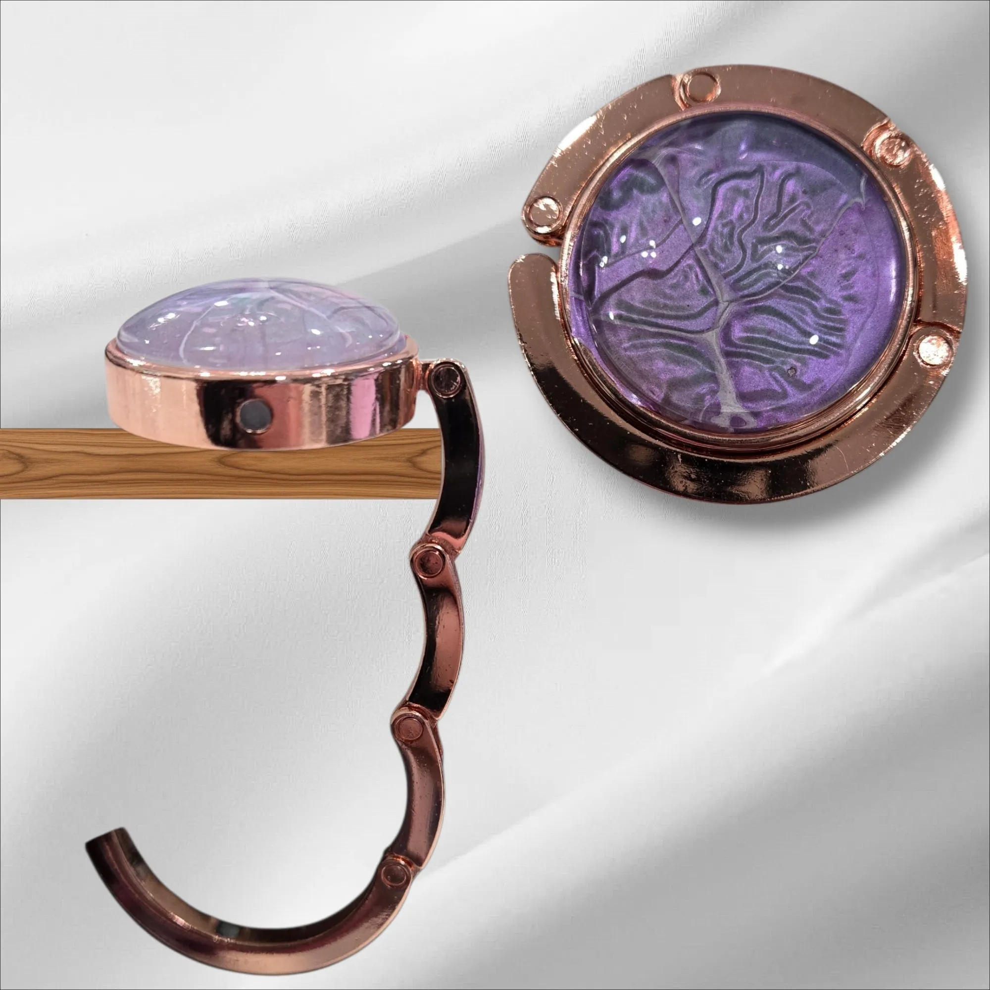 Copper Metal/Metallic Purple Design Purse Hanger