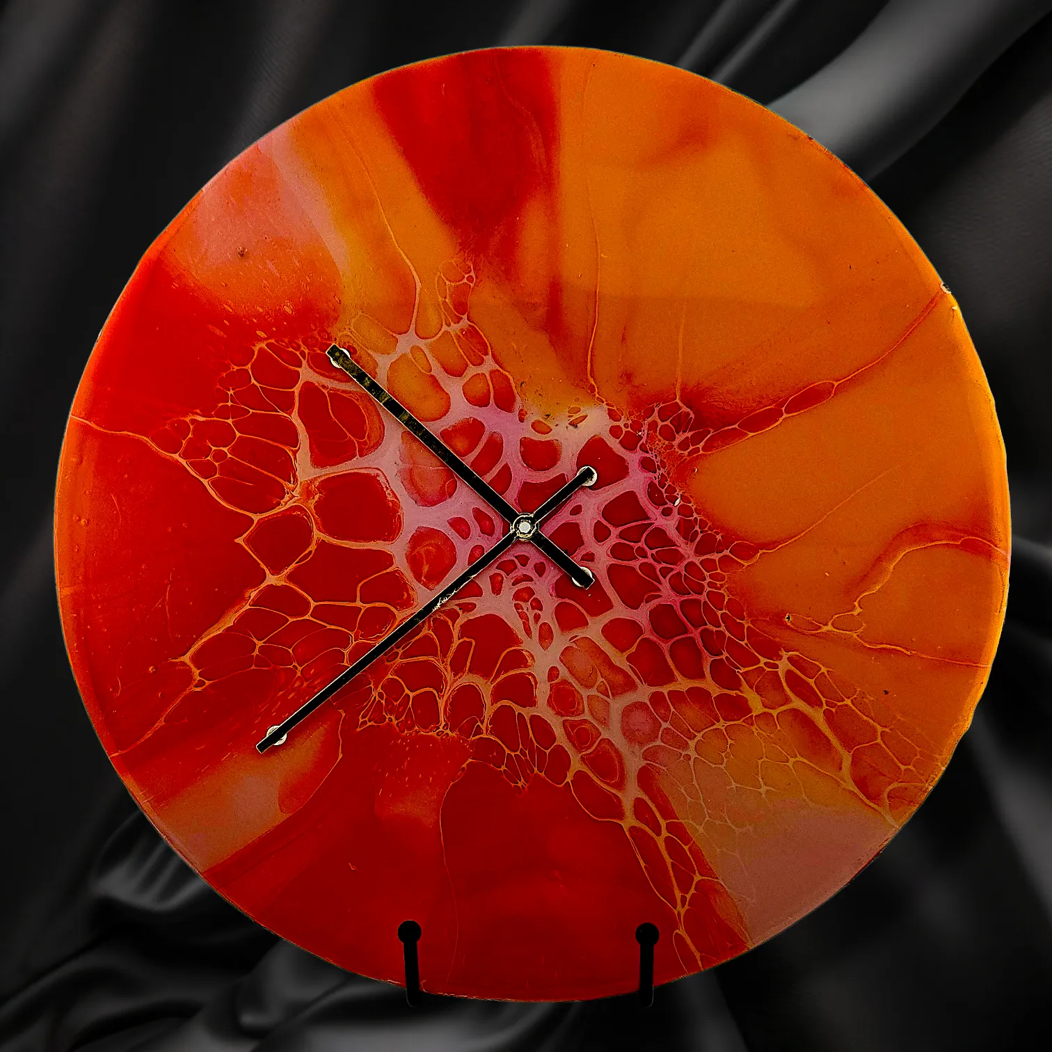 Handpainted Vinyl Record Wall Clock – 12" – Ember Halo