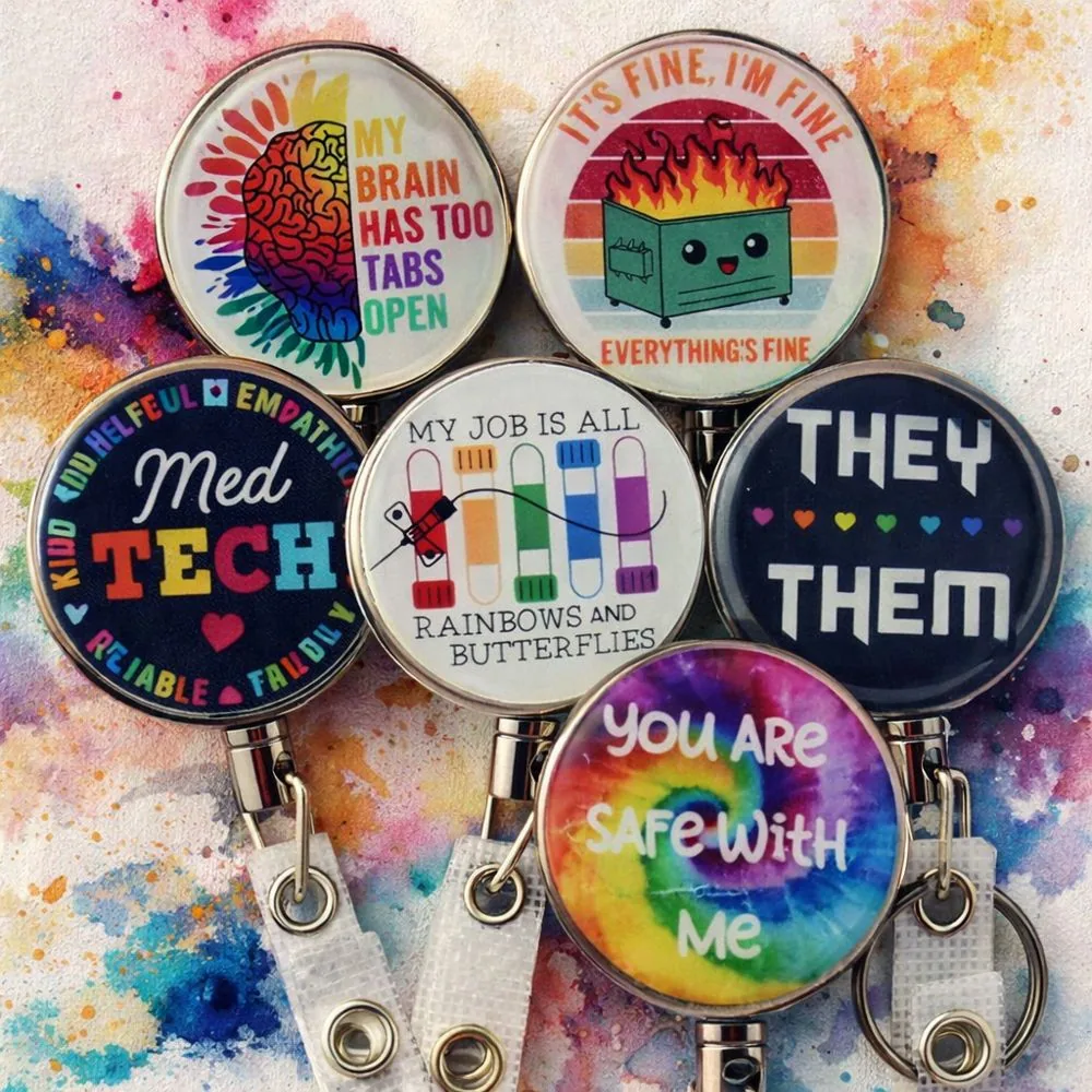 Badge Reel, Metal handmade fluid art by Fuzzy Trio Design in Phoenix, AZ