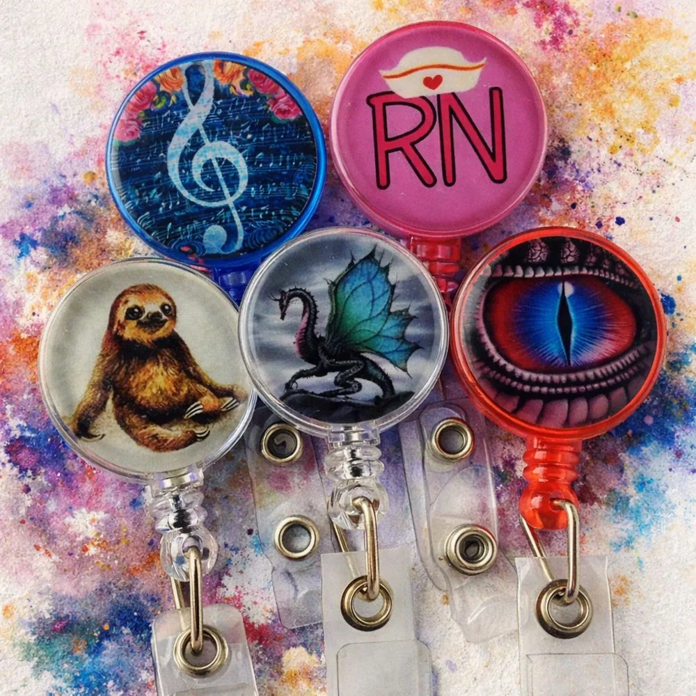 Badge Reel, Plastic handmade fluid art by Fuzzy Trio Design in Phoenix, AZ