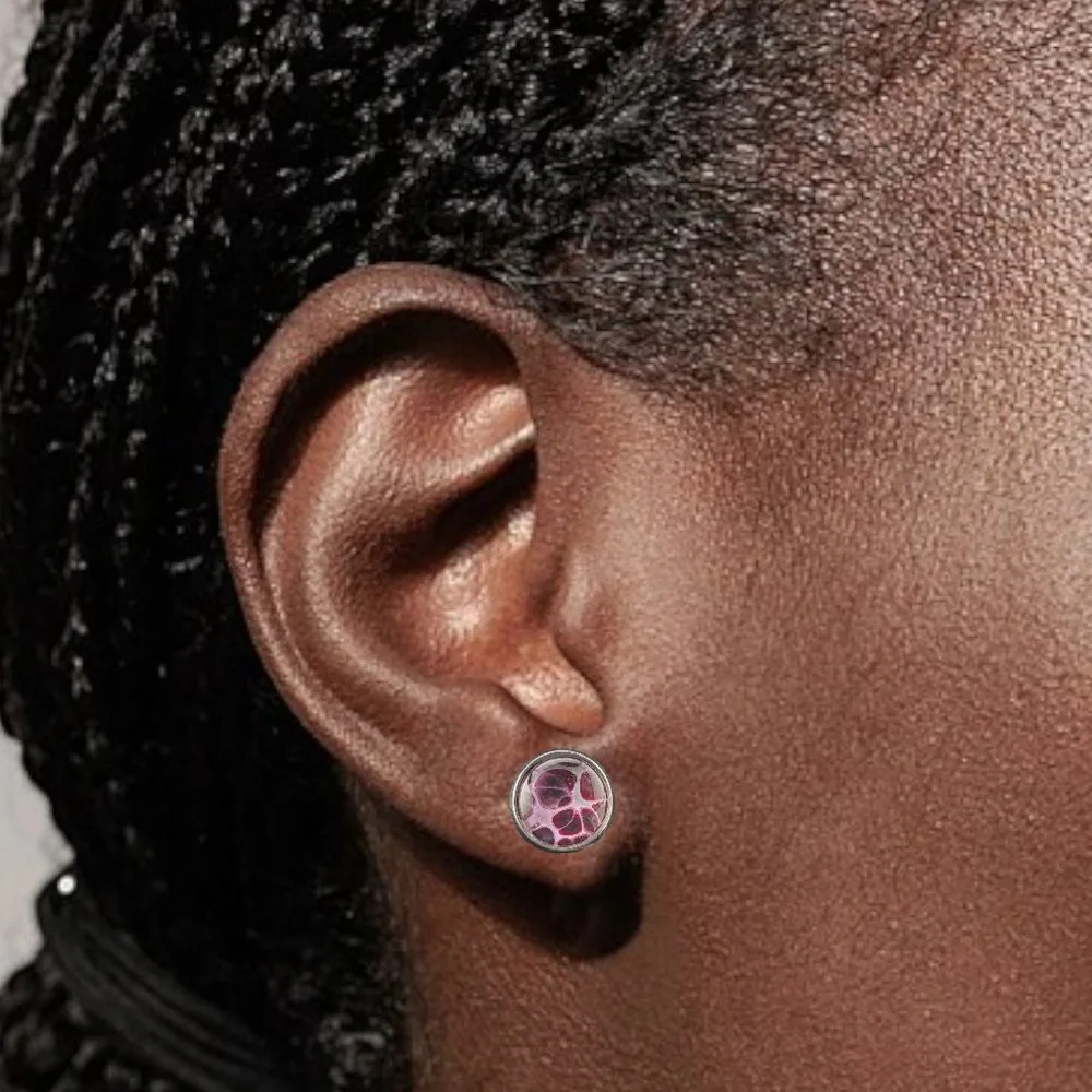 Berry Cell Pattern Stud Earrings detail view 1 by Fuzzy Trio Design in Phoenix, AZ