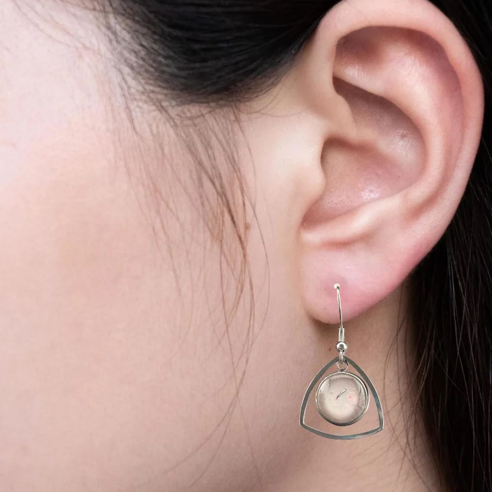 Hanging Earrings – Blush Diamond Frame (12mm) detail view 1 by Fuzzy Trio Design in Phoenix, AZ