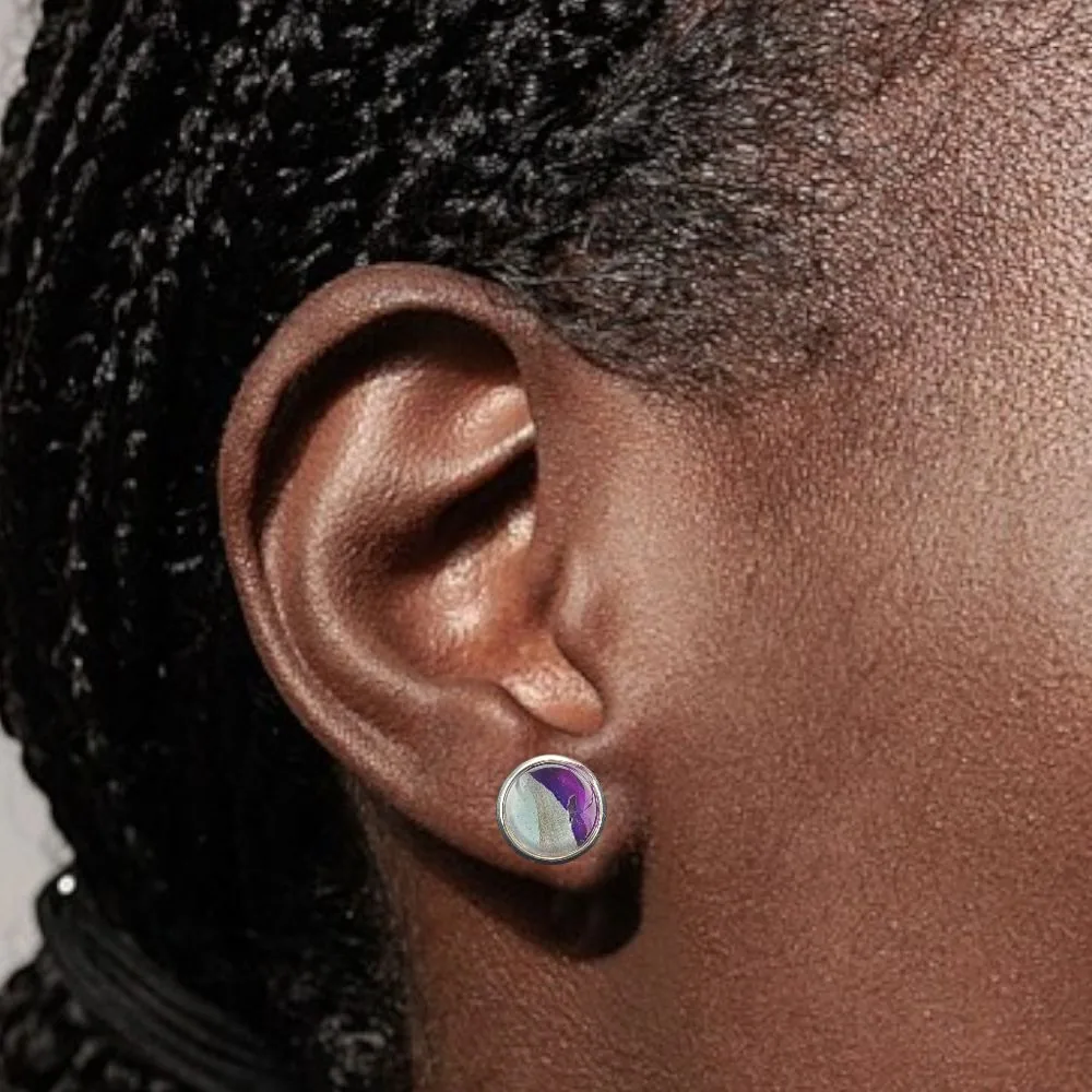 Iris Veil Abstract Stud Earrings detail view 1 by Fuzzy Trio Design in Phoenix, AZ