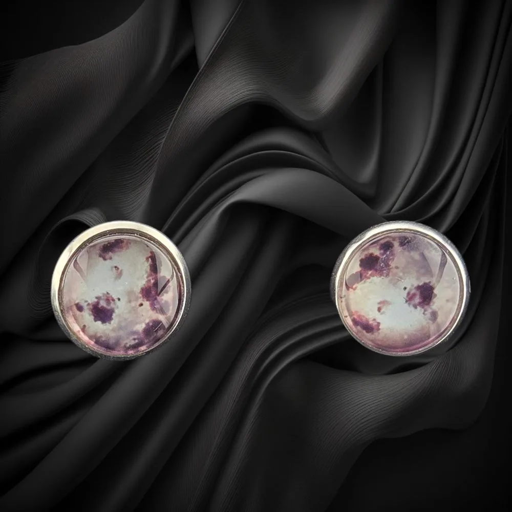 Lunar Bloom Abstract Stud Earrings handmade fluid art by Fuzzy Trio Design in Phoenix, AZ