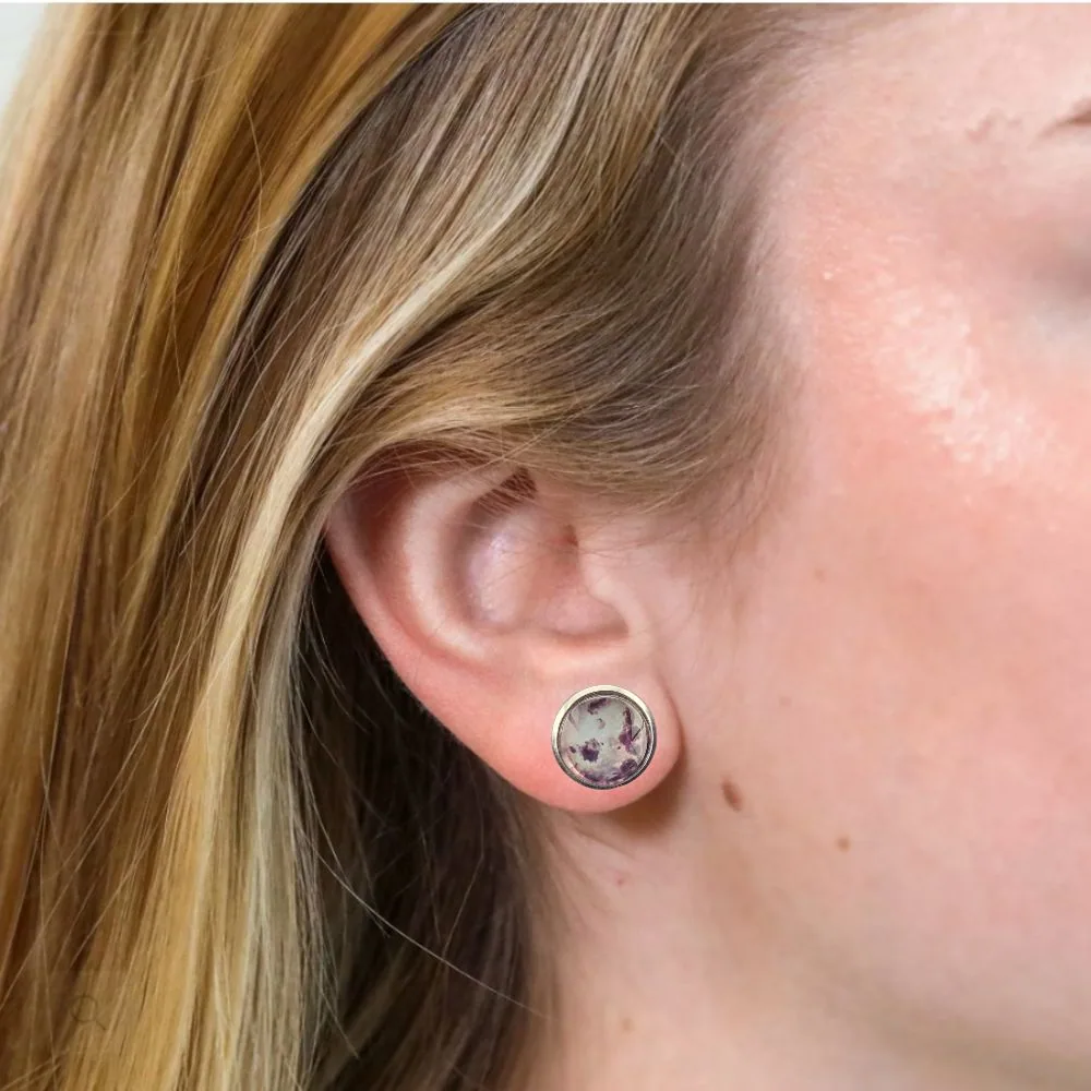 Lunar Bloom Abstract Stud Earrings detail view 1 by Fuzzy Trio Design in Phoenix, AZ