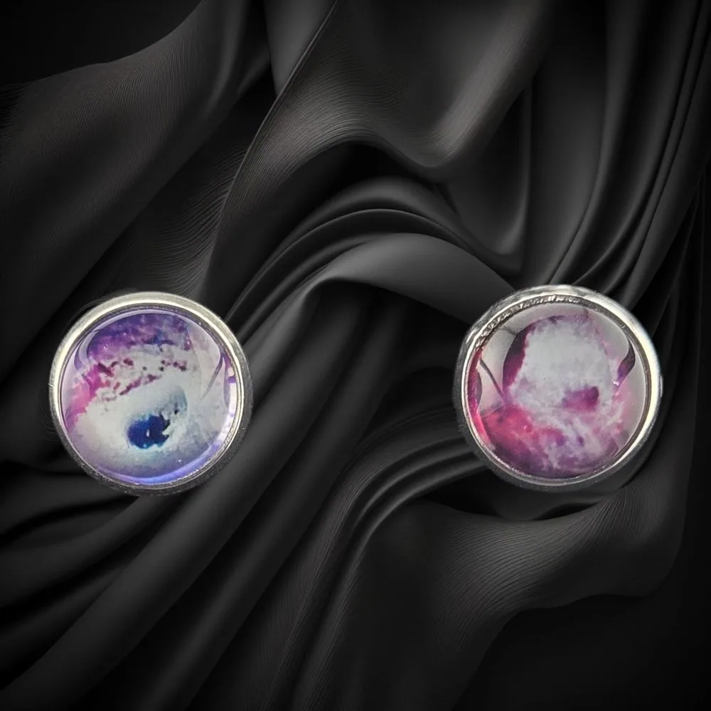Nebula Flow Abstract Stud Earrings handmade fluid art by Fuzzy Trio Design in Phoenix, AZ