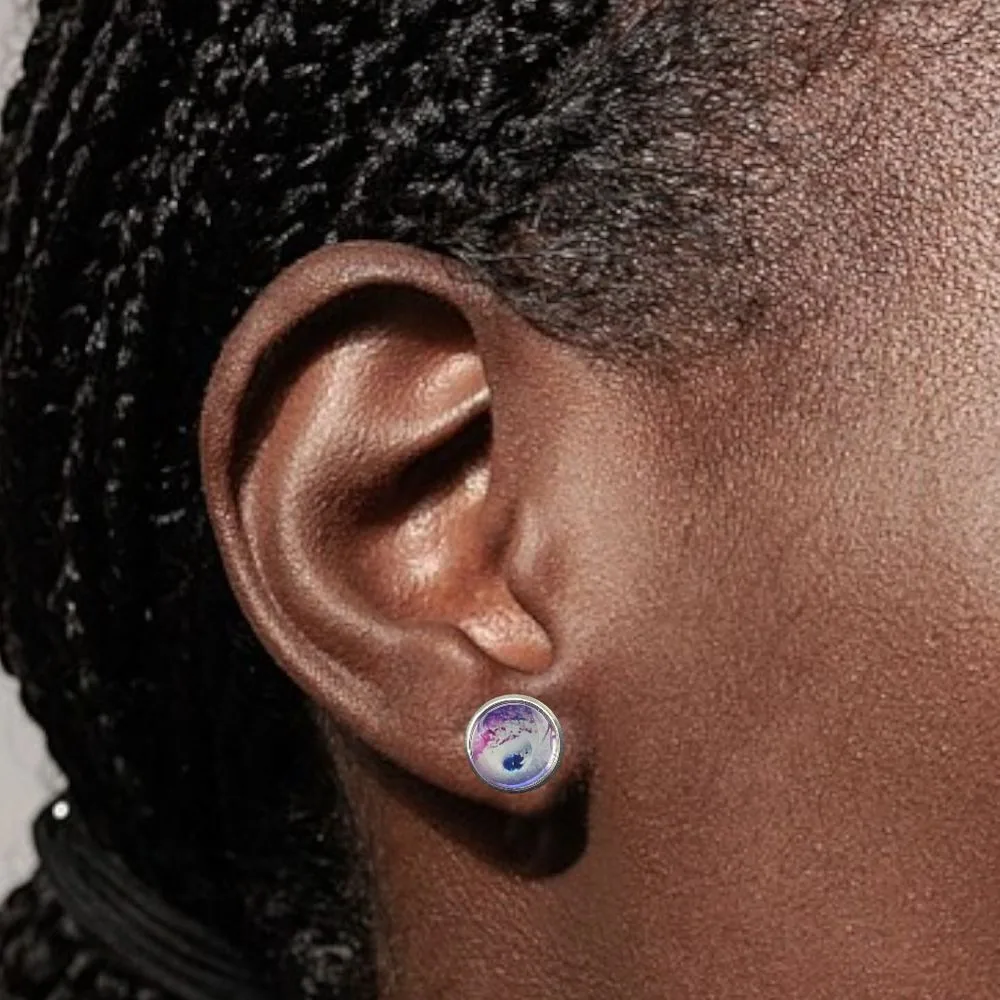 Nebula Flow Abstract Stud Earrings detail view 1 by Fuzzy Trio Design in Phoenix, AZ