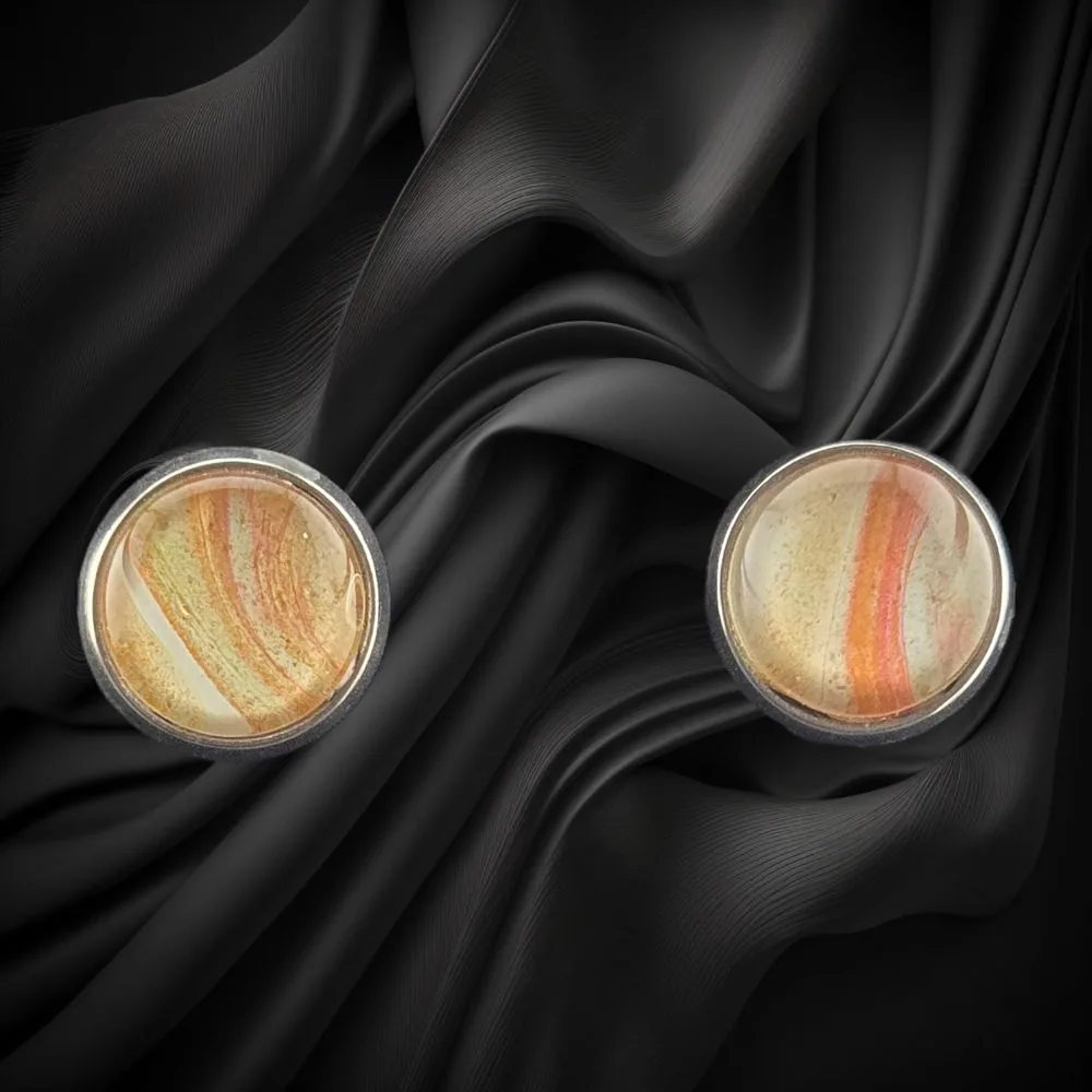 Ocean Nebula Stud Earrings handmade fluid art by Fuzzy Trio Design in Phoenix, AZ