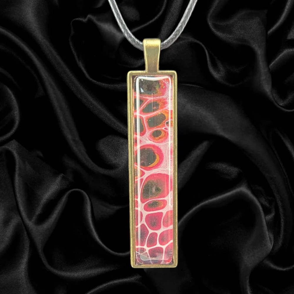 Savanna Glow Abstract Necklace handmade fluid art by Fuzzy Trio Design in Phoenix, AZ