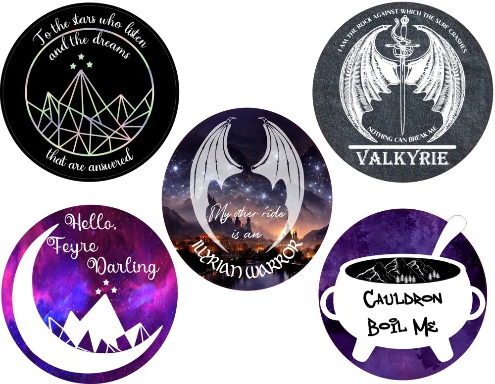 Stickers-ACOTAR handmade fluid art by Fuzzy Trio Design in Phoenix, AZ
