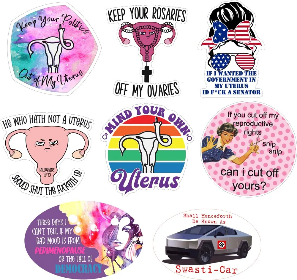 Stickers-Feminism handmade fluid art by Fuzzy Trio Design in Phoenix, AZ