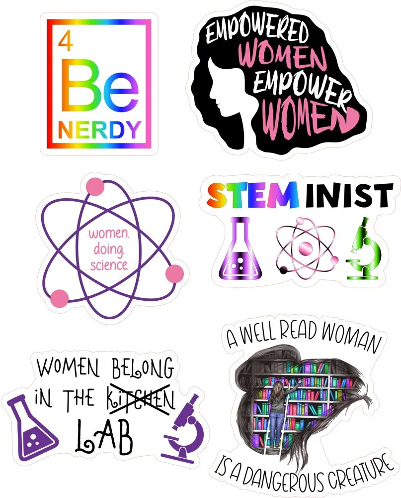 Stickers-Women-In-STEM handmade fluid art by Fuzzy Trio Design in Phoenix, AZ