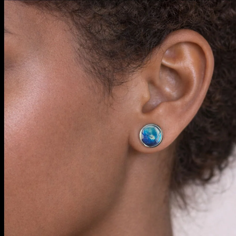 Tidal Vortex Stud Earrings detail view 1 by Fuzzy Trio Design in Phoenix, AZ