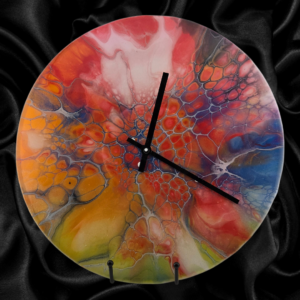 Handpainted Vinyl Record Wall Clock – 12" – Rainbow Mosaic