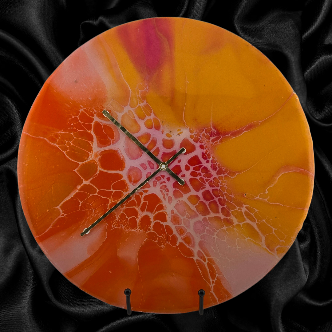 Handpainted Vinyl Record Wall Clock – 12" – Ember Halo