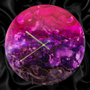 Handpainted Vinyl Record Wall Clock – 12" – Violet Current