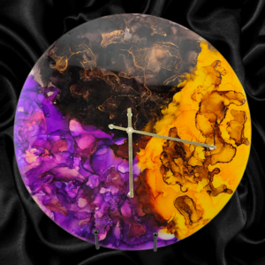 Handpainted Vinyl Record Wall Clock – 12" – Gilded Eclipse