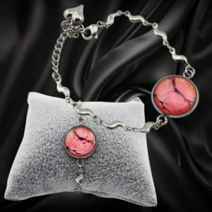 Adjustable Wavy Metal Bracelet Pink - Handmade