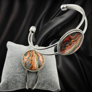 Silvery Cuff Warm Colors - Handmade