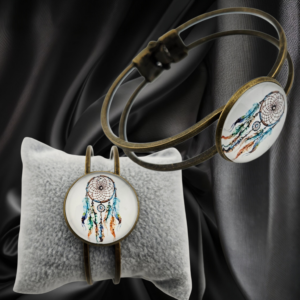 Antique Bronze Bangle Dream Catcher-3 - Handmade