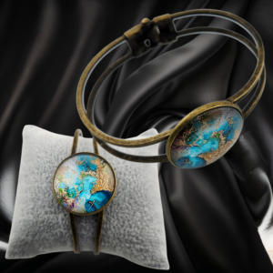 Antique Bronze Bangle Blue Copper - Handmade