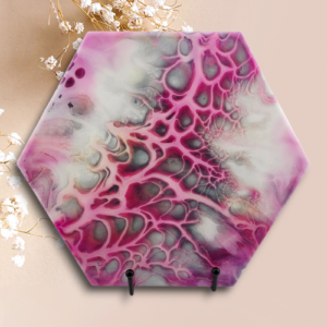 Hexagonal Vibrant Pink Trivet - Handmade