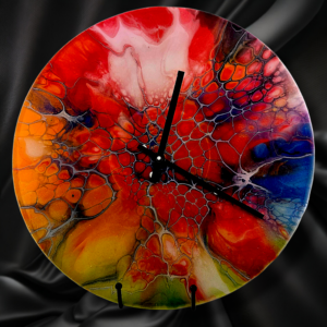 Handpainted Vinyl Record Wall Clock – 12" – Rainbow Mosaic