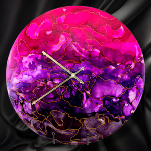 Handpainted Vinyl Record Wall Clock – 12" – Violet Current