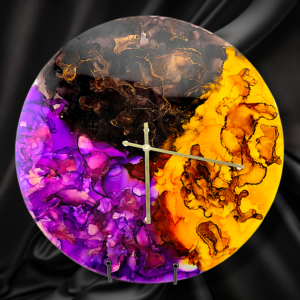 Handpainted Vinyl Record Wall Clock – 12" – Gilded Eclipse