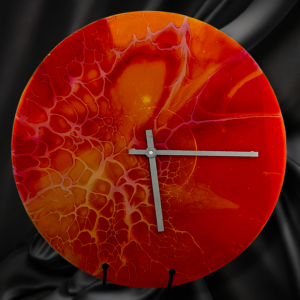 Handpainted Vinyl Record Wall Clock – 12" – Solar Flare