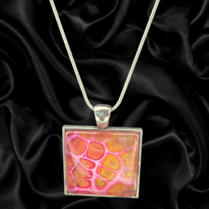 Solar Petal Square Necklace – Silver Toned