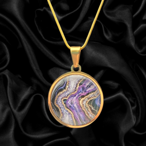 Abstract Geode Round Necklace – Gold Tone
