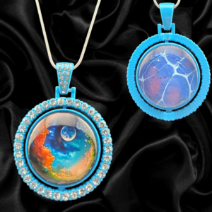Double-Sided Blue Celestial Abstract Necklace