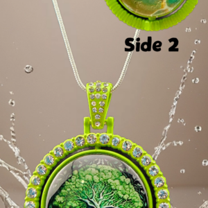 Double-Sided Tree of Life Green Abstract Necklace