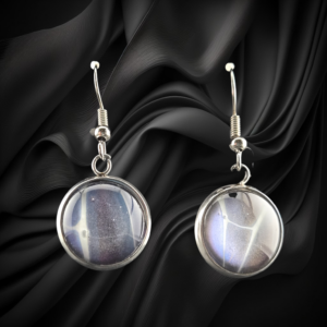 Aqua Crackle Glass Hanging Earrings – 15mm