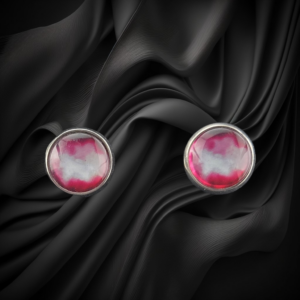 Ruby Mist Abstract Stud Earrings