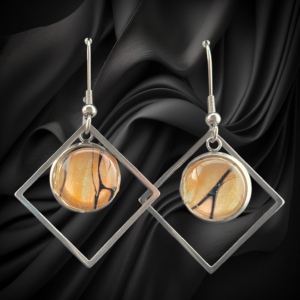 Amber Vein Abstract Geometric Dangle Earrings