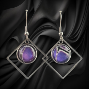Purple Marble Abstract Geometric Dangle Earrings