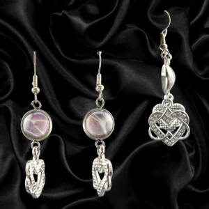 12mm Abstract Glass & Diamond Heart Dangle Earrings