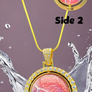 Blush Bloom Rotating Pendant Necklace - Gold Tone